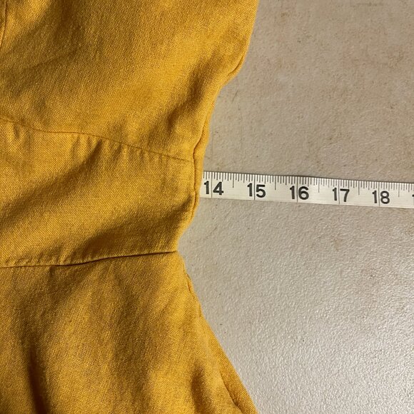 Mustard Yellow Linen Mini Dress - Adjustable Straps - Picture 9 of 9